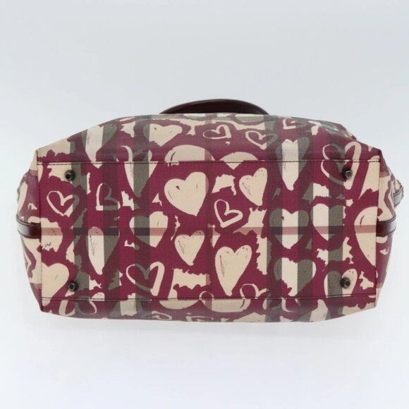 BURBERRY Nova Check Tote Bag PVC Beige Silver Auth 91267 - Picture 6 of 15